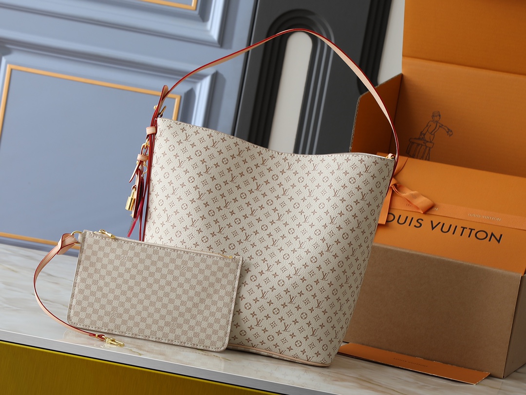 LV Classic Handbag Monogram Tiles Model M25315 Adjustable Strap Everyday